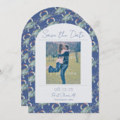 Elegante Navy Waterverf Crab Wedding Save the Date Kaart (Voorkant / Achterkant)