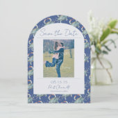 Elegante Navy Waterverf Crab Wedding Save the Date Kaart (Staand voorkant)