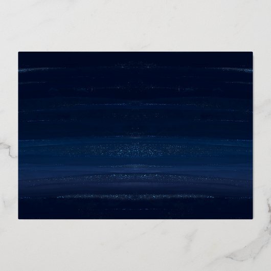 Elegante Navy Waterverf Inkt & Gouden Jewel Foto Folie Feestdagenkaart (Achterkant)