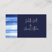 Elegante Navy Waterverf Was Trouwwebsite Informatiekaartje (Achterkant)