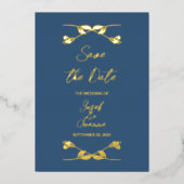 Elegante Navy Wedding Save the Date Folie Uitnodiging (Voorkant)