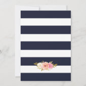 Elegante Navy White Gold Blush Roze Bloemen Huweli Kaart (Achterkant)