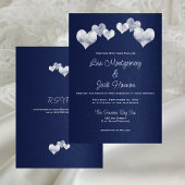 Elegante Navy White Wedding Kaart