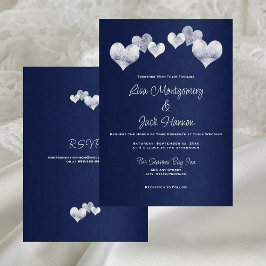 Elegante Navy White Wedding Kaart