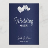 Elegante Navy White Wedding Menu (Voorkant)