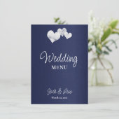 Elegante Navy White Wedding Menu (Staand voorkant)