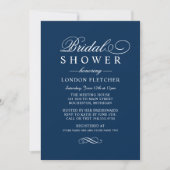 Elegante Navy-Wit Calligrafie Bruidsfeest Kaart (Voorkant)