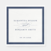 Elegante Navy & Witte bruiloft Servet (Voorkant)