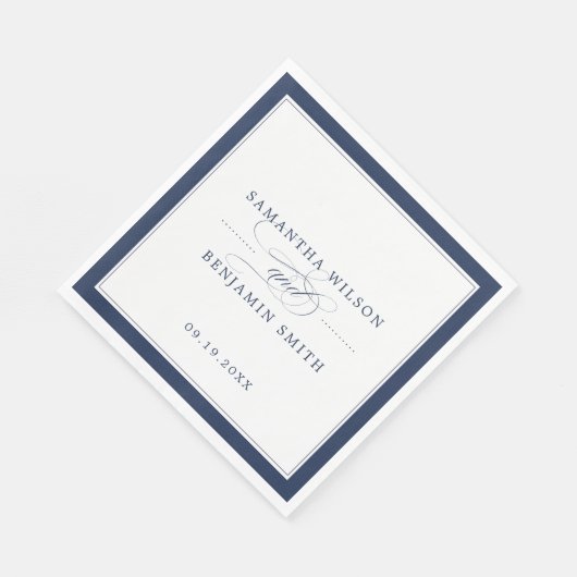 Elegante Navy & Witte bruiloft Servet (Hoek)