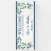 Elegante Navy & Witte Trouwreceptie Spandoek (Verticaal)