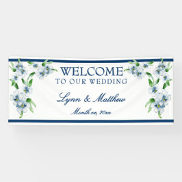 Elegante Navy & Witte Trouwreceptie Spandoek