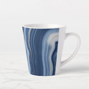 Elegante Navyblauw Goud Abstracte Vloeibare Marmer Latte Mok