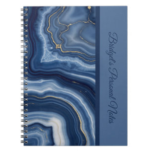 Elegante Navyblauw Goud Abstracte Vloeibare Marmer Notitieboek