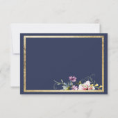 Elegante navyblauw goud roze bloemige Save The Dat Date (Achterkant)