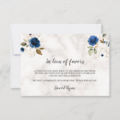 Elegante Navyblauw Gouden Bloem in Plaats van Favo Notitiekaartje (Voorkant)