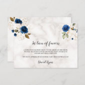 Elegante Navyblauw Gouden Bloem in Plaats van Favo Notitiekaartje (Voorkant / Achterkant)