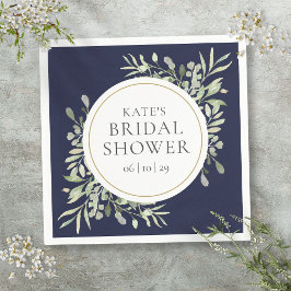 Elegante Navyblauw Gouden Groene Bruidsdouche Servet