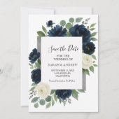 Elegante Navyblauw & Ivoor Kleuren Bruiloft Save The Date (Voorkant)