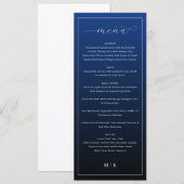 Elegante Navyblauw Minimalistisch Trouwmenu Menu (Voorkant / Achterkant)