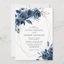 Elegante Navyblauw Zilveren Geometrisch Bloemmotie