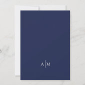 Elegante Navyblauwe Bloemige Bruiloft Kaart (Achterkant)