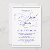 Elegante Navyblauwe Calligrafie Formele Bruidsborr Kaart (Voorkant)