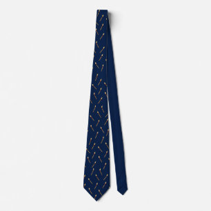 Elegante navyblauwe en gouden luciferpatroon strop stropdas