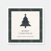 Elegante Navyblauwe en groene geruite kerstboom Servet (Voorkant)