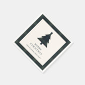 Elegante Navyblauwe en groene geruite kerstboom Servet (Hoek)