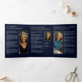 Elegante Navyblauwe Gedenkdienst Drieluik Programma (Binnen)