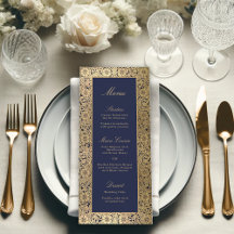 Elegante Navyblauwe Gouden Rozen Vintage Trouwen