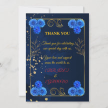 Elegante Navyblauwe Huwelijks Dankjewel Sjabloon