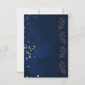 Elegante Navyblauwe Huwelijksreactiekaart Sjabloon (Achterkant)
