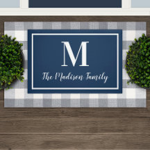 Elegante Navyblauwe Monogram Familienaam