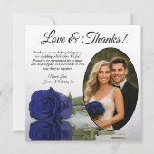 Elegante Navyblauwe Roos Ovale Foto Romantische Tr Bedankkaart (Voorkant)