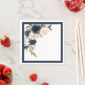 Elegante Navyblauwe Roze Roze Bloemrijke Bruidsdou Servet (Insitu)