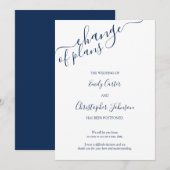 Elegante Navyblauwe Script Wijziging van Plannen K Save The Date (Voorkant / Achterkant)