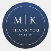 Elegante Navyblauwe Serif Bedankt Sticker (Voorkant)