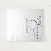 Elegante Navyblauwe Trouwfoto Achtergrond Wandkleed (Voorkant (horizontaal))