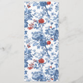 Elegante Navyblauwe Trouwmenu met Serif-lettertype Menu (Achterkant)
