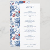 Elegante Navyblauwe Trouwmenu met Serif-lettertype Menu (Voorkant / Achterkant)
