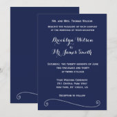 Elegante Navyblauwe Trouwuitnodigingen Kaart (Voorkant / Achterkant)