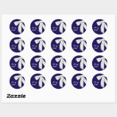 Elegante Navyblauwe Verjaardagsstickers met Witte  Ronde Sticker (Vel)