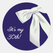 Elegante Navyblauwe Verjaardagsstickers met Witte  Ronde Sticker (Voorkant)