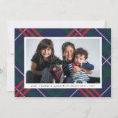 Elegante Navyrood Groen Schotse Ruit Multi Foto Feestdagenkaart (Voorkant)