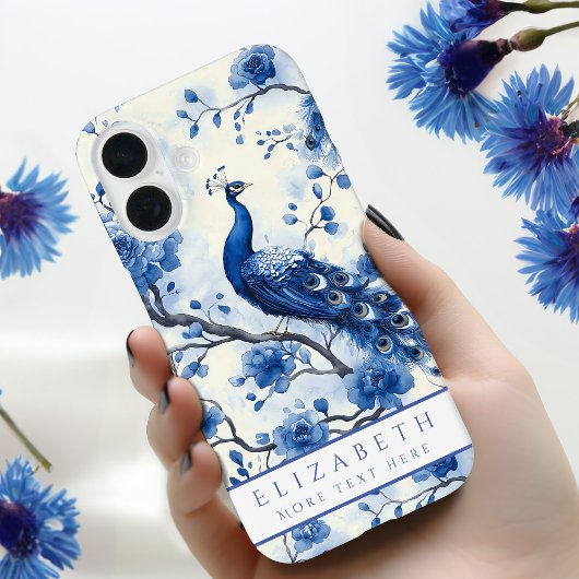 Elegante Nederlandse Delfts Blauw Bloemen Pauw Wat Case-Mate iPhone Case