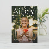 Elegante negentig foto 90ste verjaardagsfeest kaart (Staand voorkant)