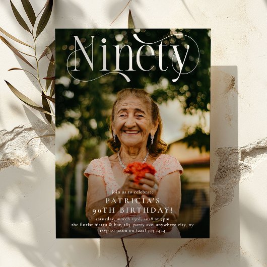 Elegante negentig foto 90ste verjaardagsfeest kaart