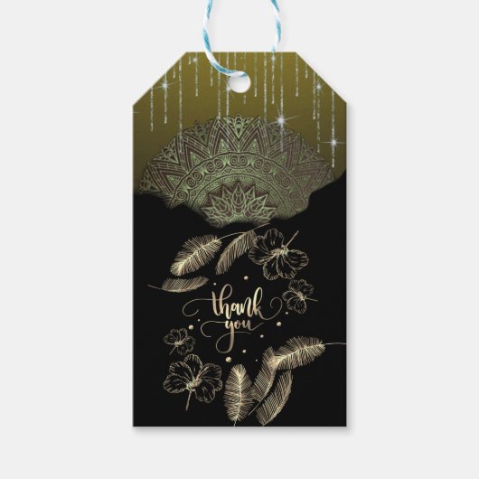 elegante negro de plumas con gracias cadeaulabel (Voorkant)