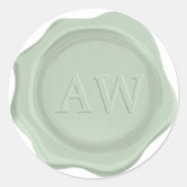 Elegante Neo Mintgroene Monogram Huwelijks Waszege Ronde Sticker